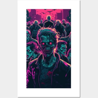 80s Zombie Horde In The Streets Of A Dystopian City Posters and Art